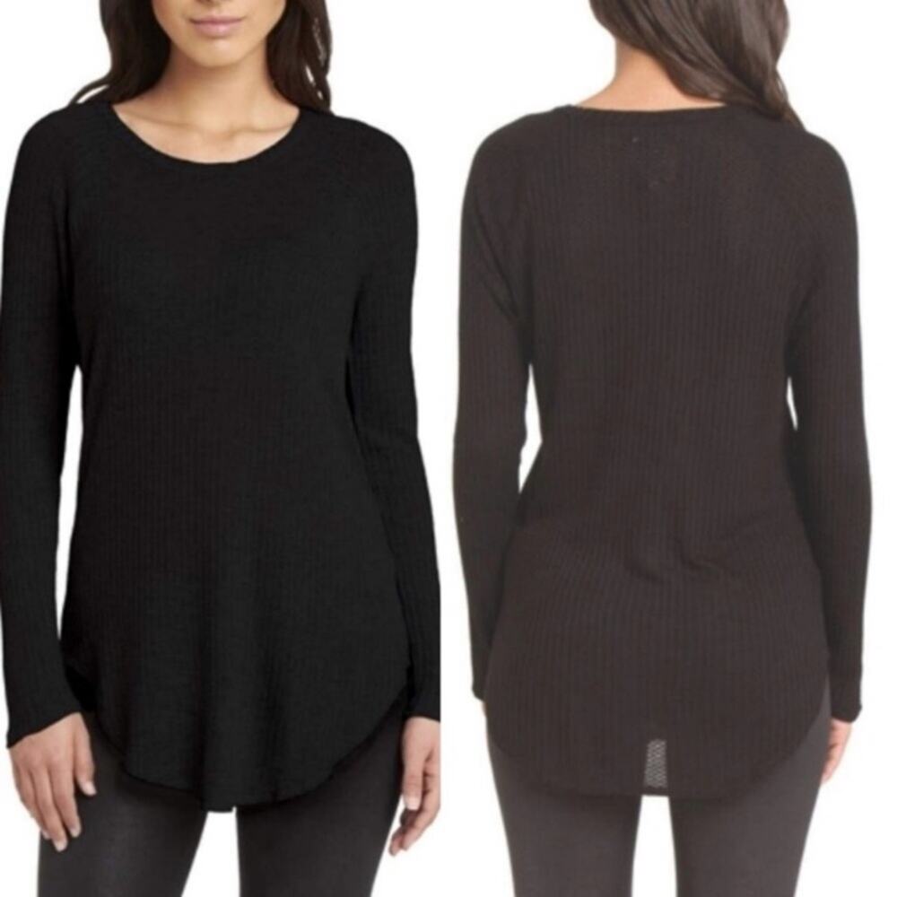 Chaser Black Waffle Knit Pullover Top Size Extra Large